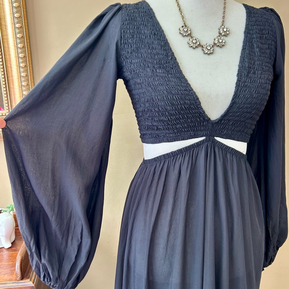 Indah Julie Cutout Maxi Dress Long Sleeve Black Size S NWT - Picture 4 of 16